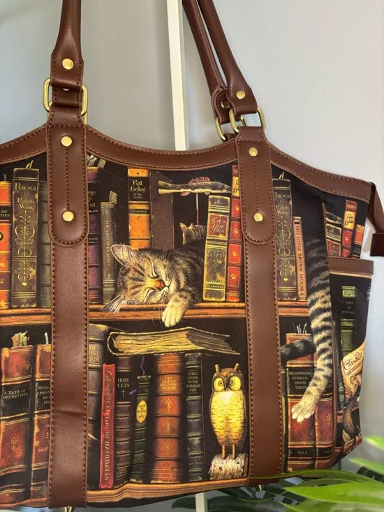 🐈Bradford Exchange Cat & Books Classic Tails Tote Bag 🐈‍⬛ - Picture 7 of 16